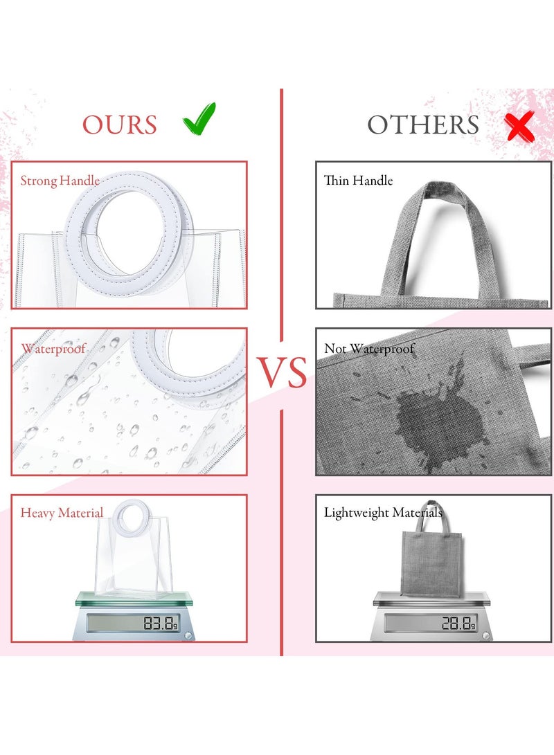 Clear PVC Gift Bags, Transparent PVC Handbag, Heavy Duty Reusable Gift Bags with Handles Clear Plastic Gift Bags Gift Wrap Bags for Bridal Baby Shower Wedding Shopping Bags, 8 x 7 x 4 Inch (10 Pcs) - Image 2